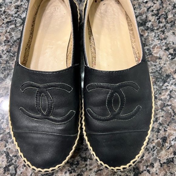 CHANEL Shoes - Chanel Lambskin Leather CC Espadrilles Flats